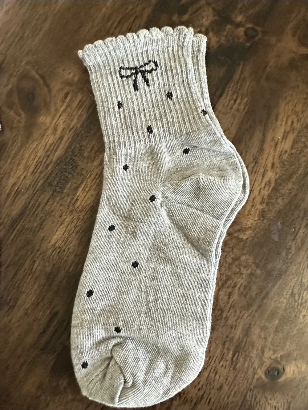 Adult Socks Bows & PolkaDots Gray Socks 2 Pair